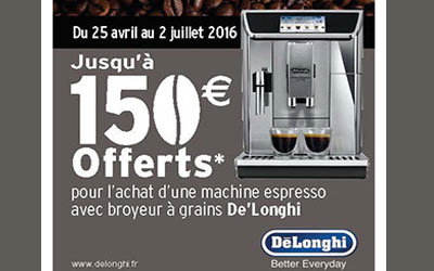 150€ remboursés sur la Machine espresso Delonghi