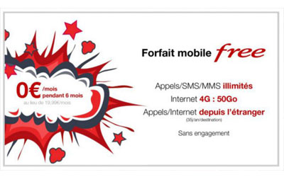 Forfait Free Mobile 50 Go à 0 € pendant 6 mois