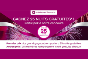 Concours gagnez 25 nuits dans un hôtel