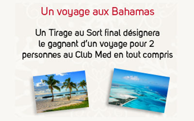 Concours gagnez un voyage pour 2 personnes aux Bahamas