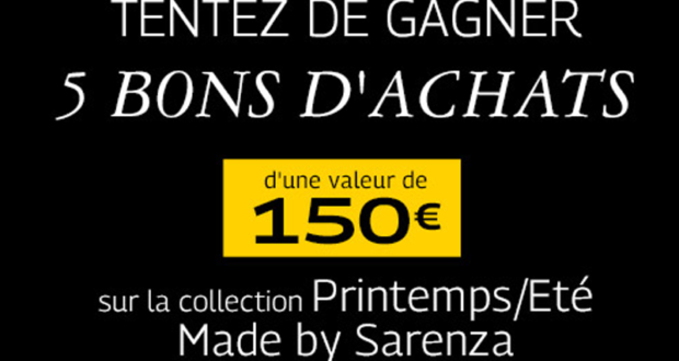 5 bons d'achat Sarenza de 150 euros