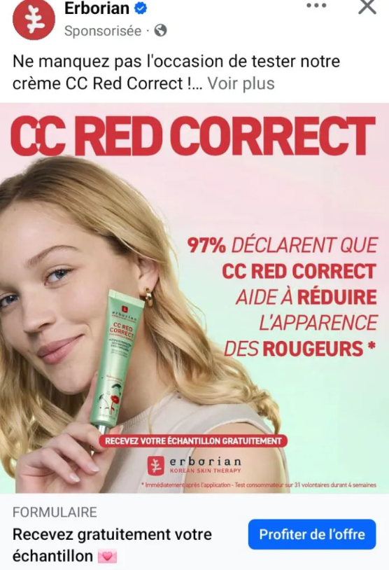 Crème CC Red Correct Erborian