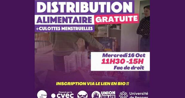 Distribution Alimentaire Gratuite + Distribution Gratuite de Culottes Menstruelles