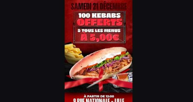 100 premiers kebabs offert gratuitement