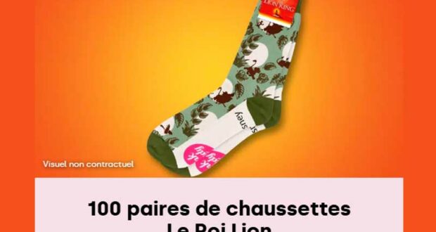 100 paires de chaussettes Le Roi Lion offertes