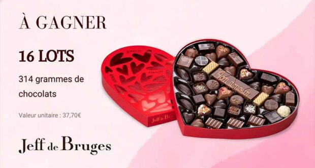 16 coffrets de chocolats Jeff de Bruges offerts