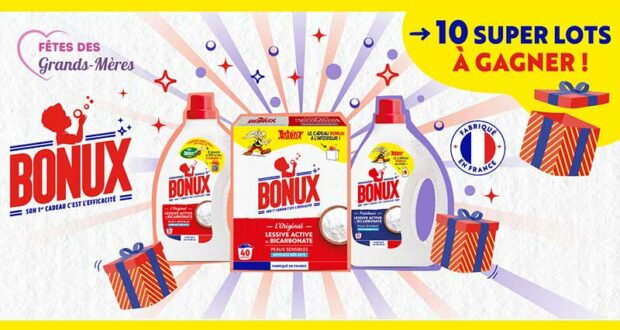 10 lots de lessives BONUX offerts (30€ chaque)