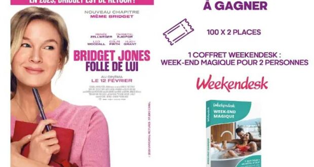 100 x 2 places de cinéma pour le film Bridget Jones folle de lui