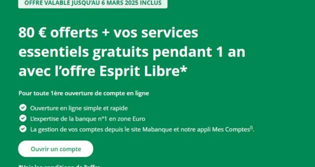 BNP Paribas 1 An De Gratuité + 80€ Offerts